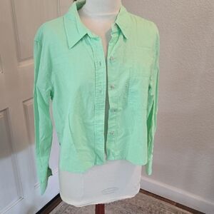 Universal Thread Mint Green Cropped Button-Up